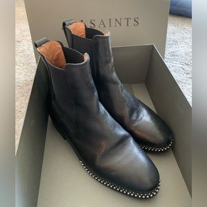 AllSaints Black Studded Boots